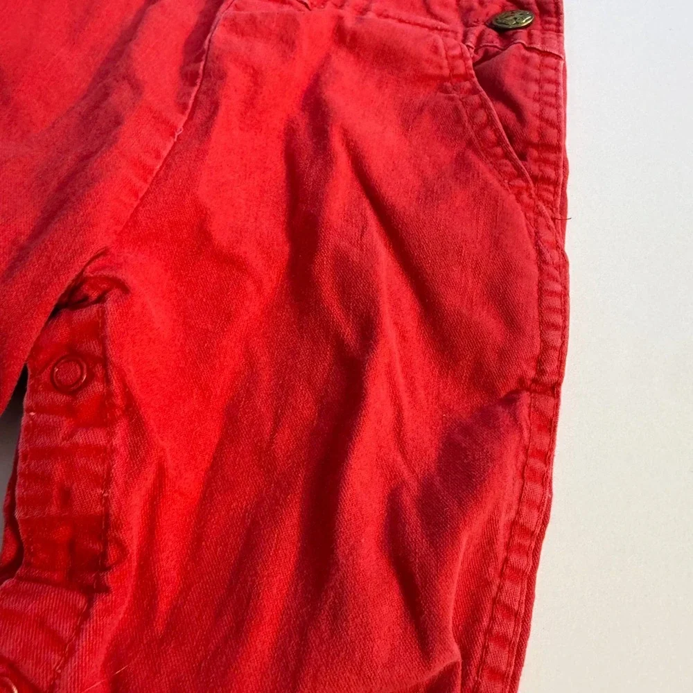 Vintage 90s Red Oshkosh B'gosh Overalls Brass Buckles 18 months Unisex
